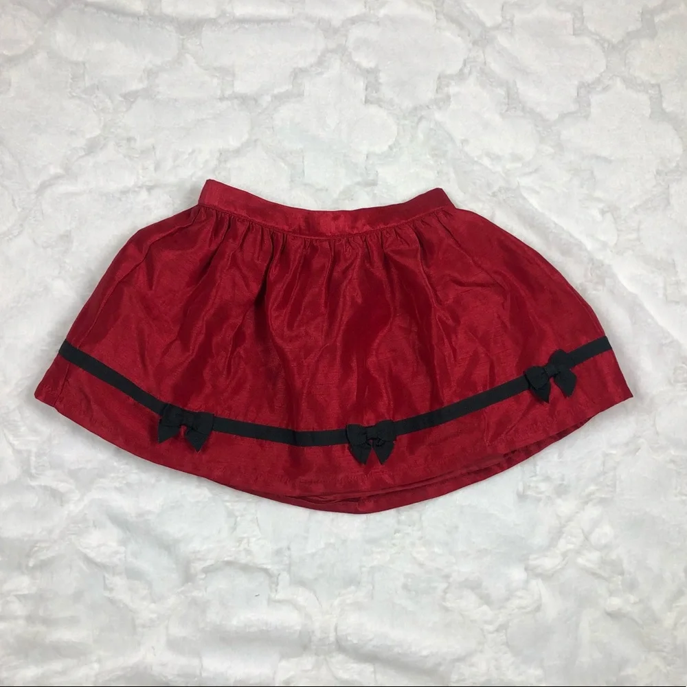 Gymboree Red Satin Skirt with Tiny Black Bows size 5T